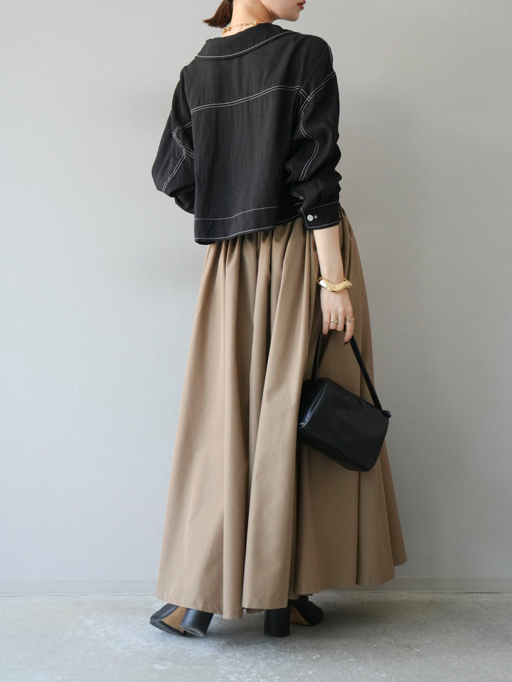 [SET] 縫合透視短外套 + 寬大蓬蓬裙 (2 套)