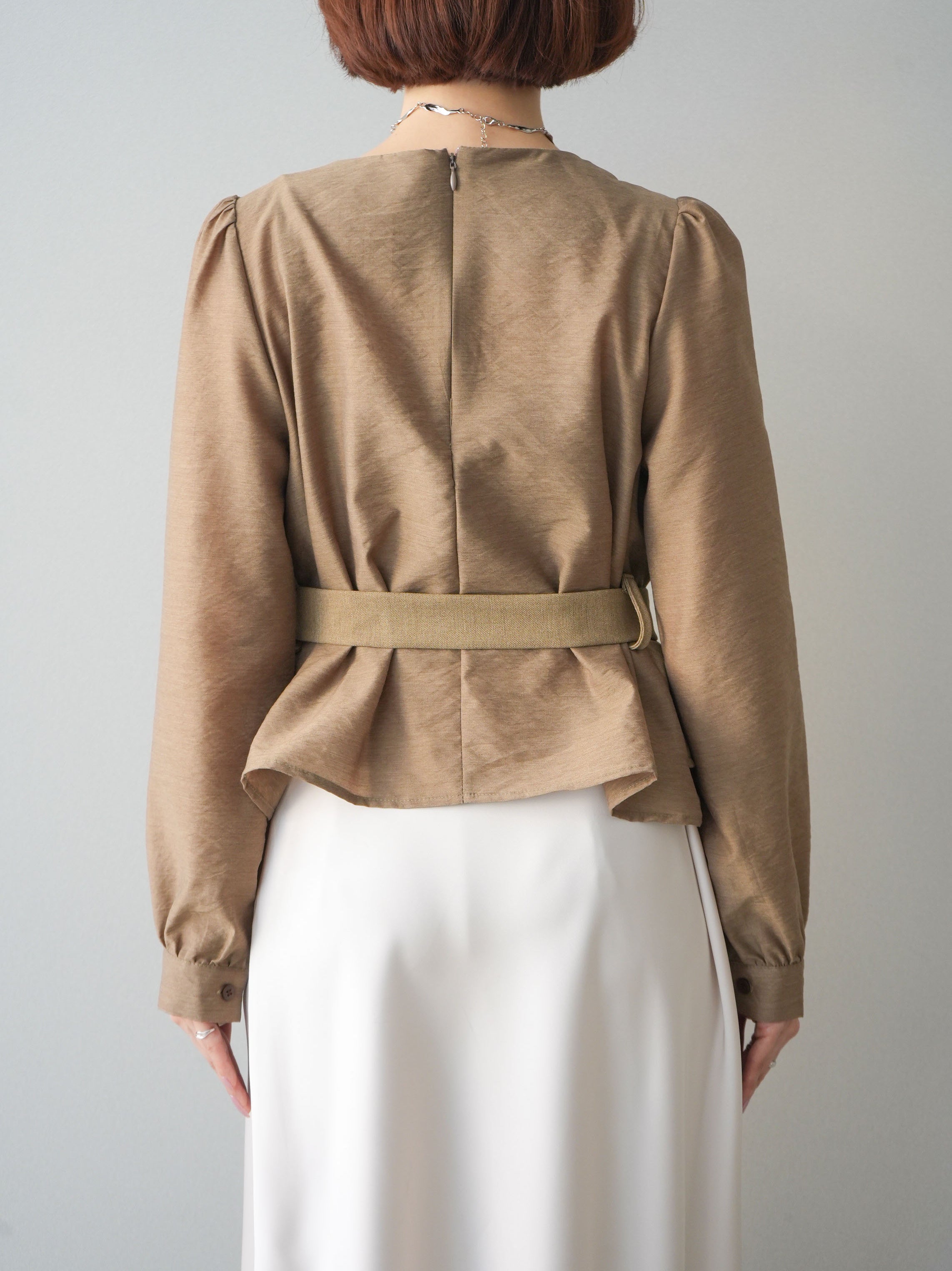予約]異素材ビスチェドッキングブラウス/camel – Lumier