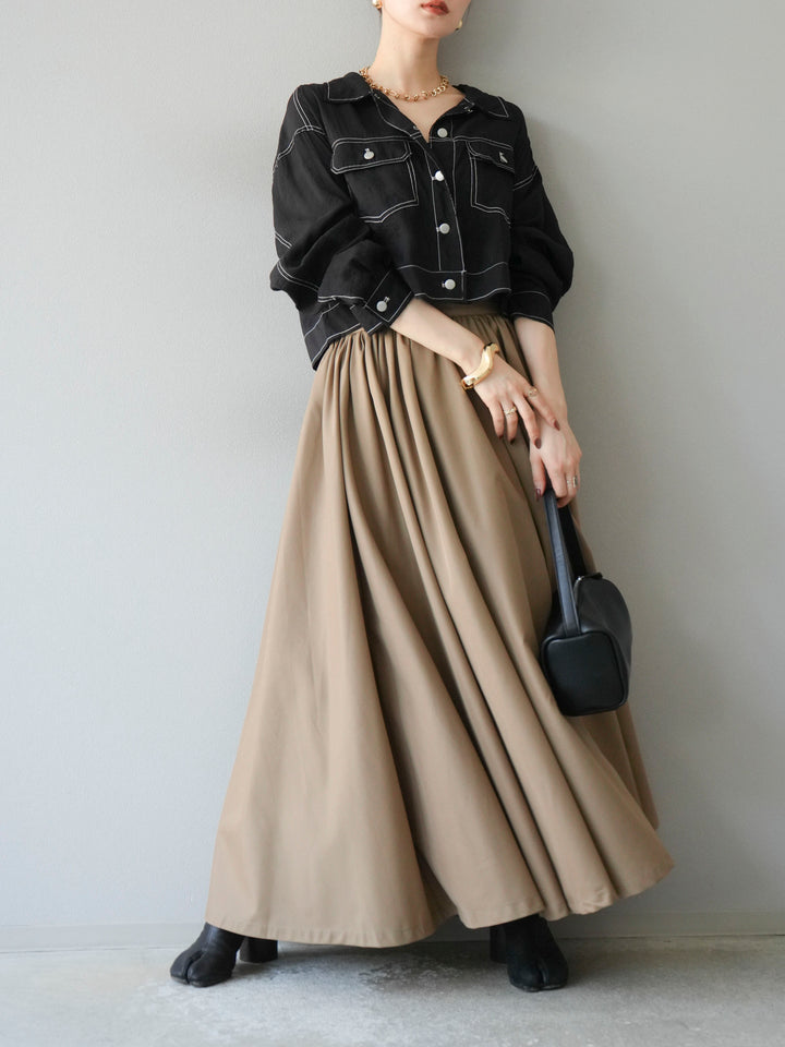 [SET] 縫合透視短外套 + 寬大蓬蓬裙 (2 套)