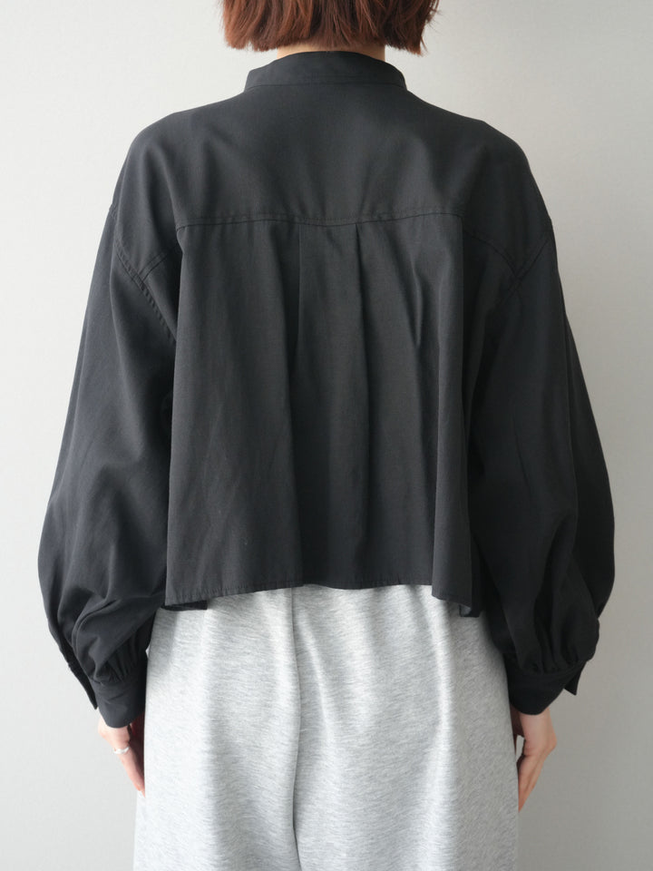 [予約]ラッフルフレアショートブラウス/black
