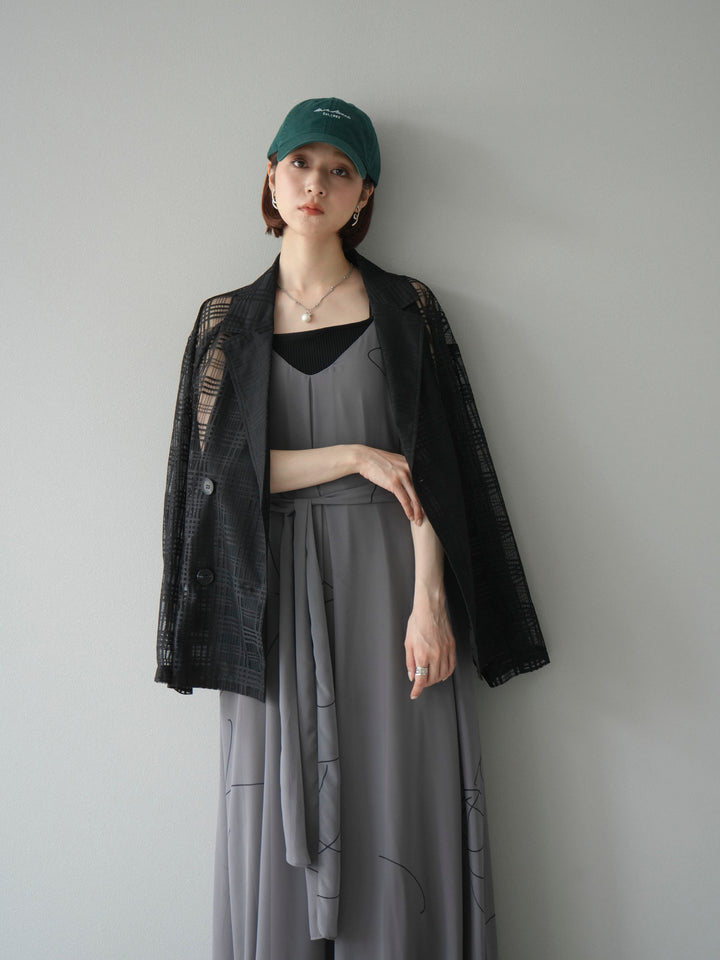 [予約]ペンタッチシフォンキャミワンピース/グレー