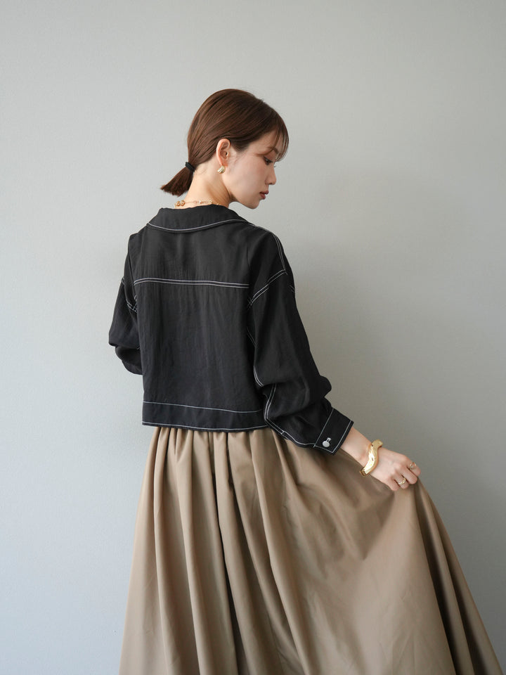 [SET] 縫合透視短外套 + 寬大蓬蓬裙 (2 套)