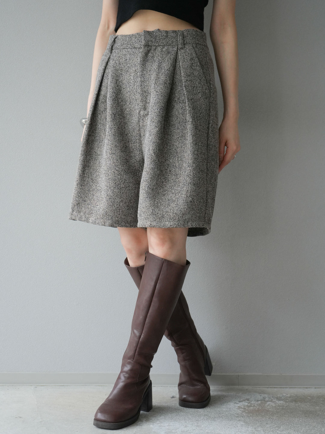 [予約]ツイードハーフパンツ/ブラウン