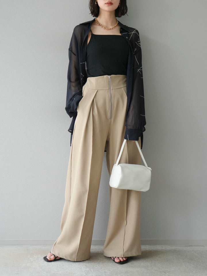 [予約]ペンタッチシフォンシャツ/ブラック