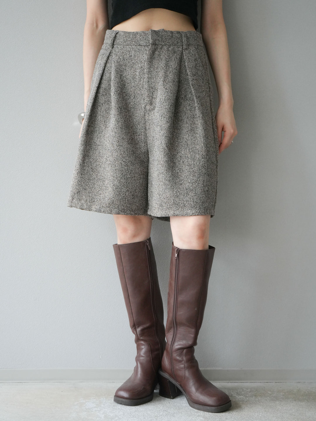 [予約]ツイードハーフパンツ/ブラウン