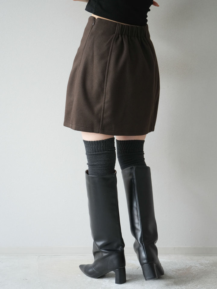 [予約]フェイクウールコクーンミニスカート/ブラウン