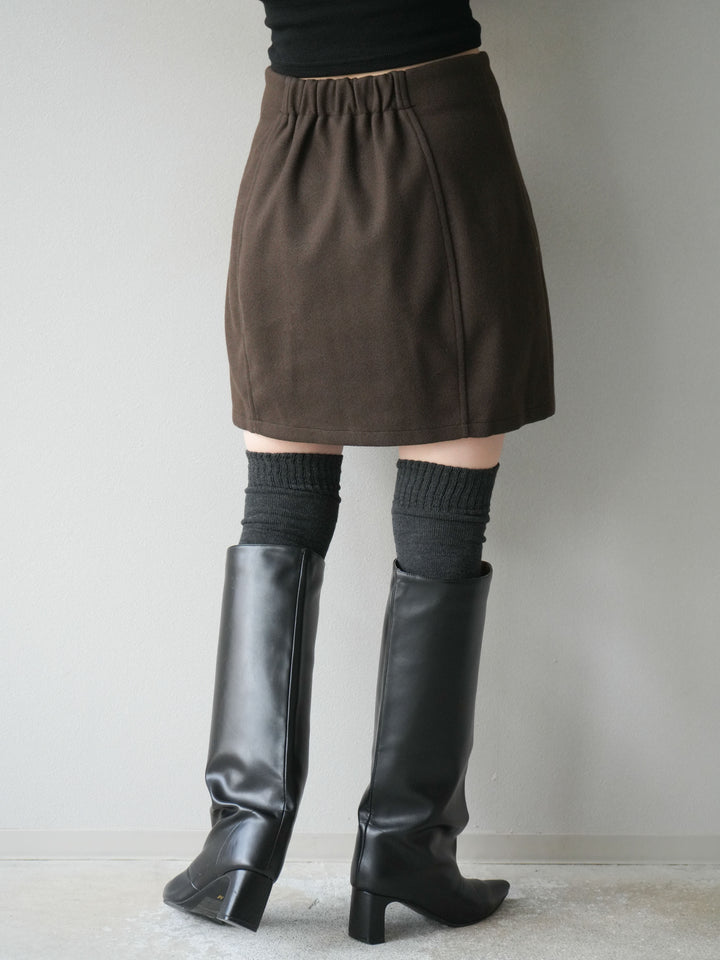 [予約]フェイクウールコクーンミニスカート/ブラウン