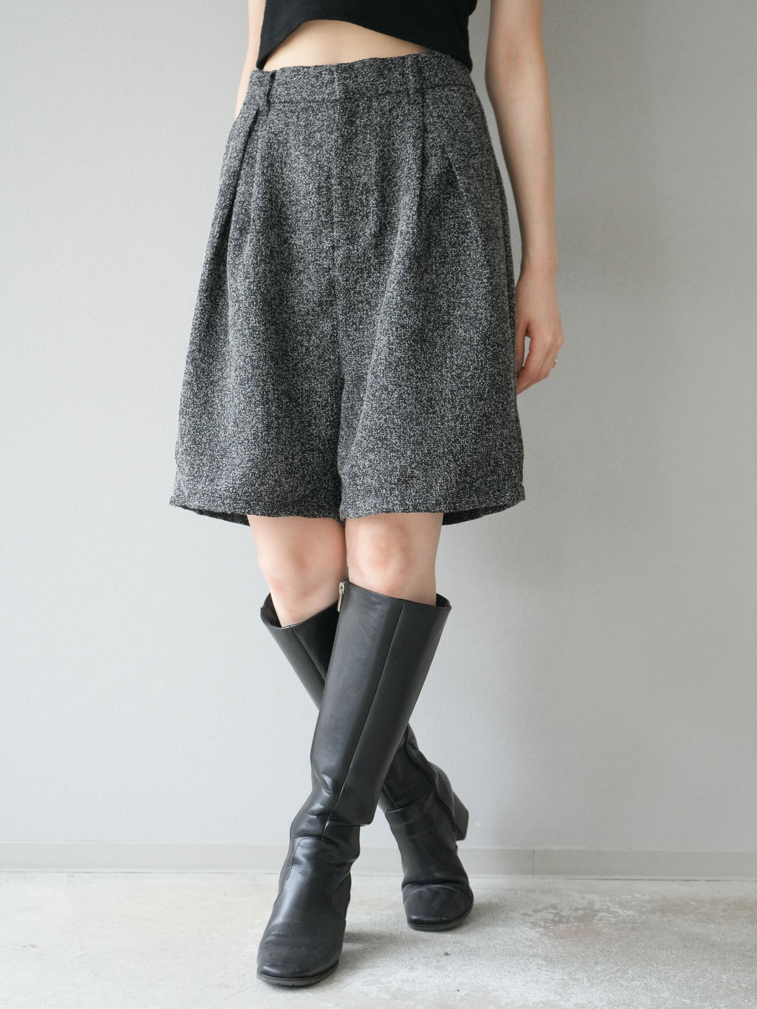 [予約]ツイードハーフパンツ/ブラック