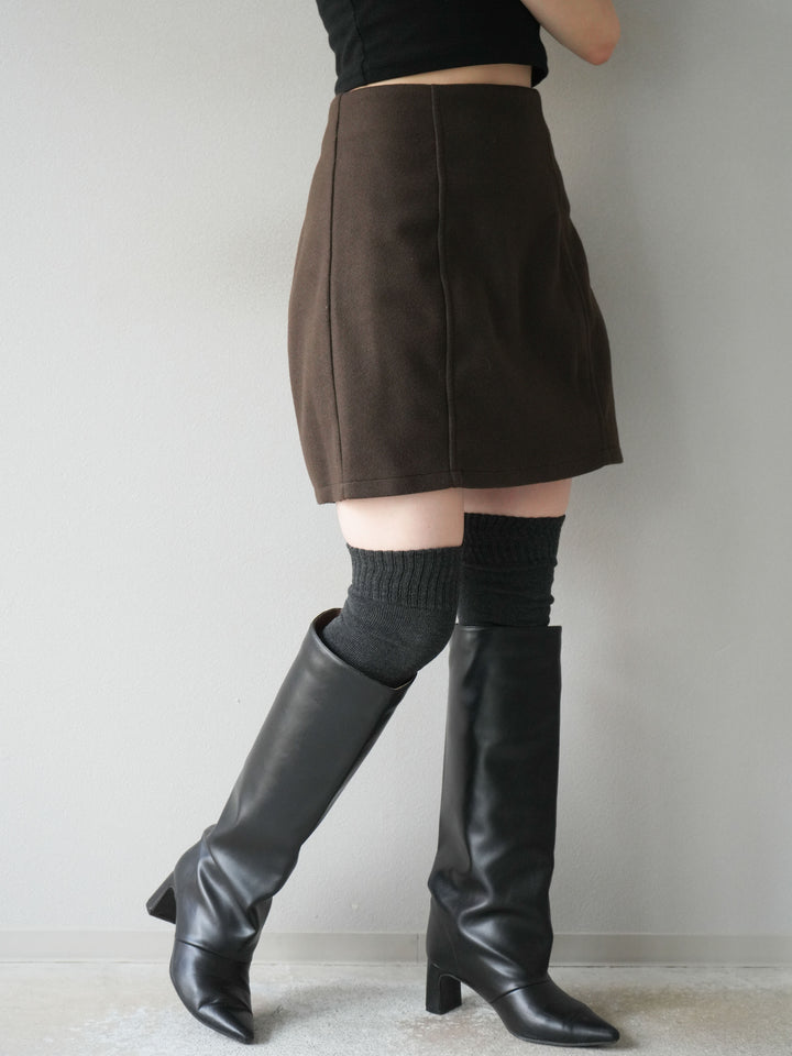 [予約]フェイクウールコクーンミニスカート/ブラウン