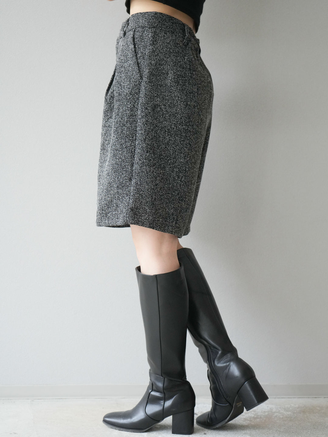 [予約]ツイードハーフパンツ/ブラック