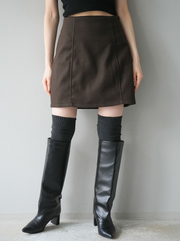 [予約]フェイクウールコクーンミニスカート/ブラウン