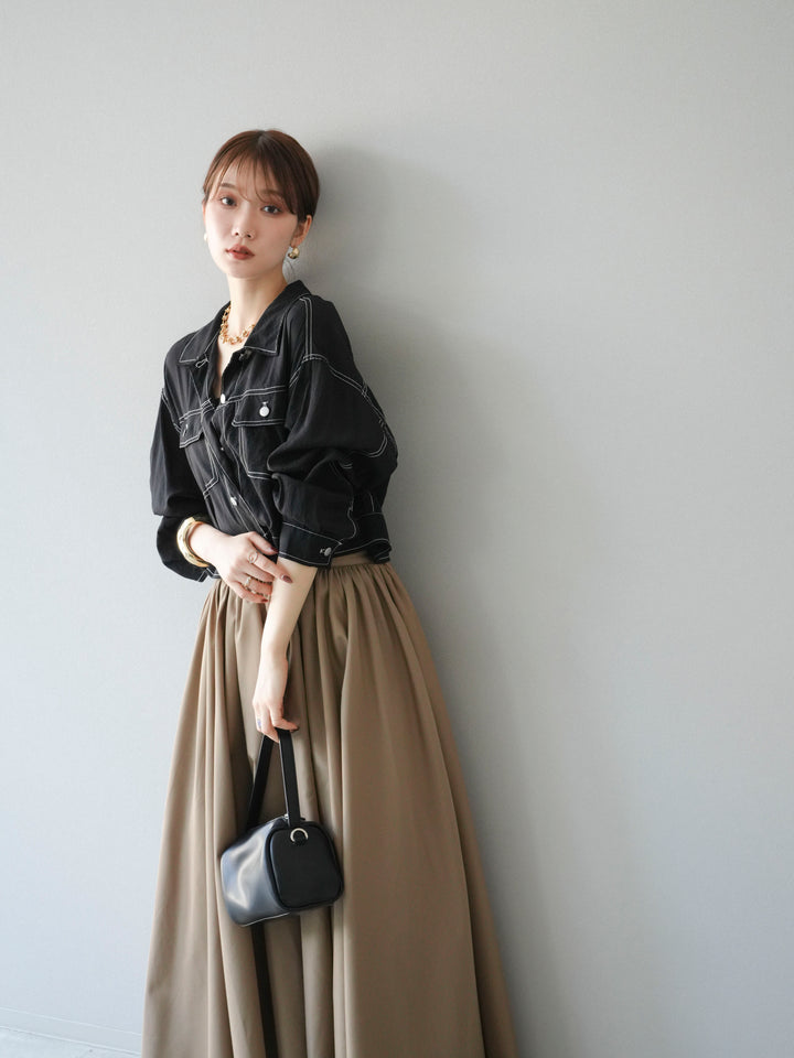 [SET] 縫合透視短外套 + 寬大蓬蓬裙 (2 套)