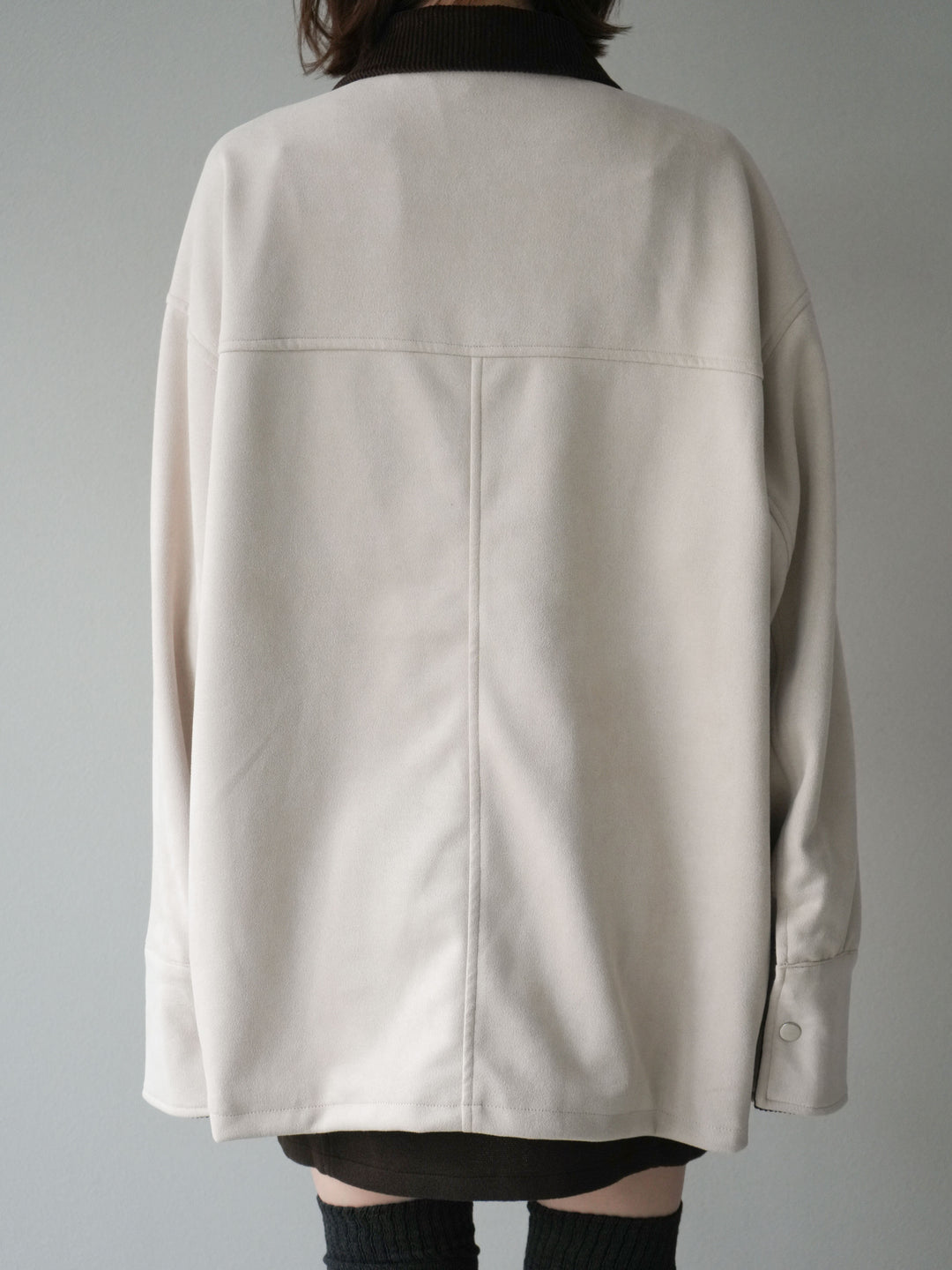 [予約]コーデュロイ襟スウェードミドルジャケット /エクリュ