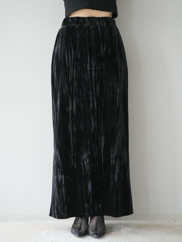 [予約]クラッシュベロアナロースカート/ブラック