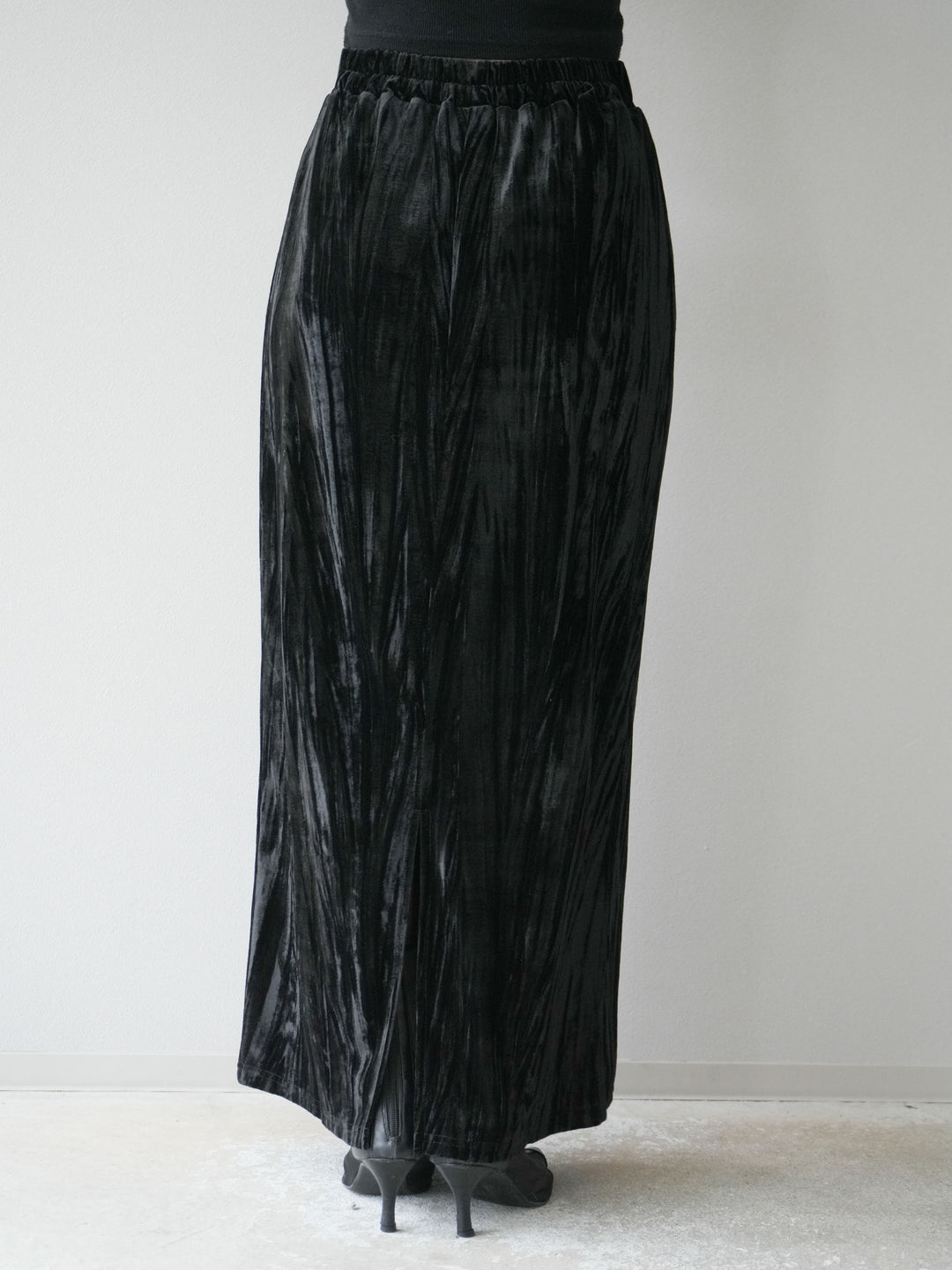 [予約]クラッシュベロアナロースカート/ブラック