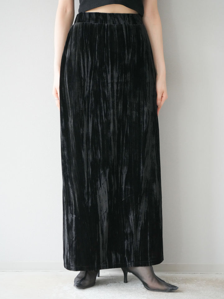 [予約]クラッシュベロアナロースカート/ブラック