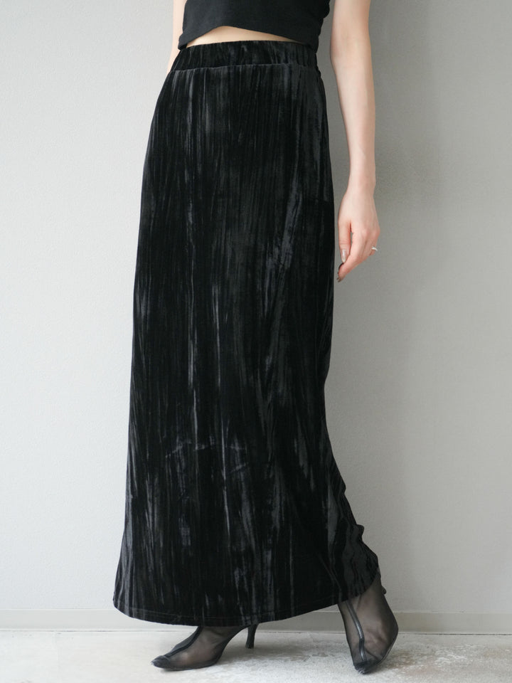 [予約]クラッシュベロアナロースカート/ブラック
