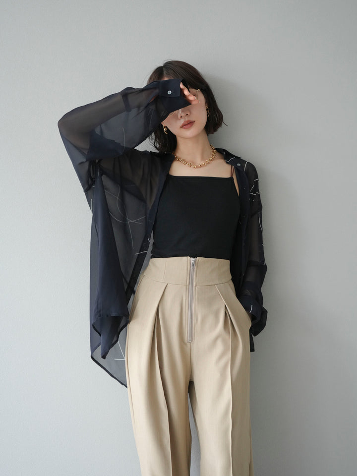 [予約]ペンタッチシフォンシャツ/ブラック