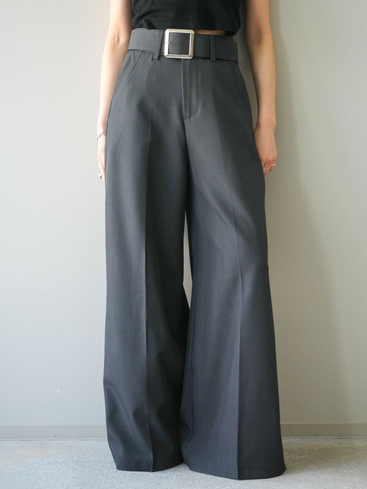 [予約]シルバーバックルドレープワイドスラックス/gray