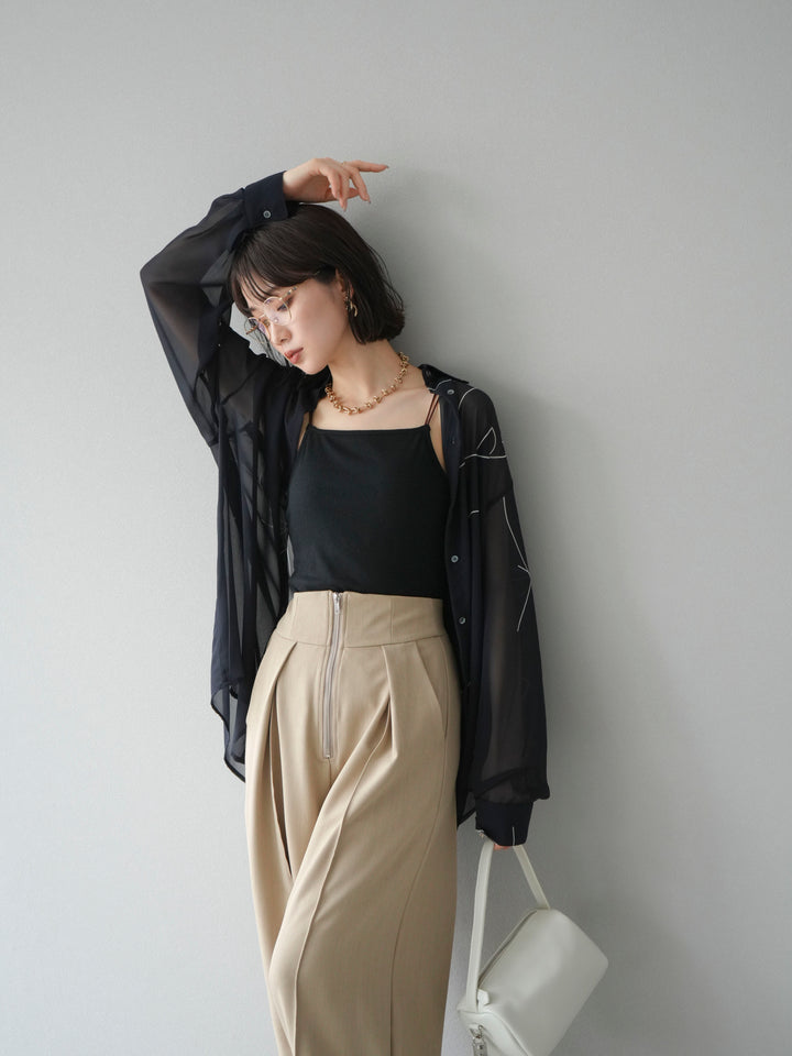 [予約]ペンタッチシフォンシャツ/ブラック