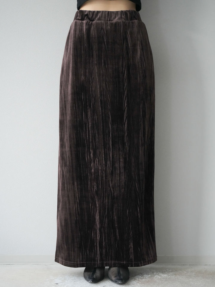 [予約]クラッシュベロアナロースカート/ブラウン