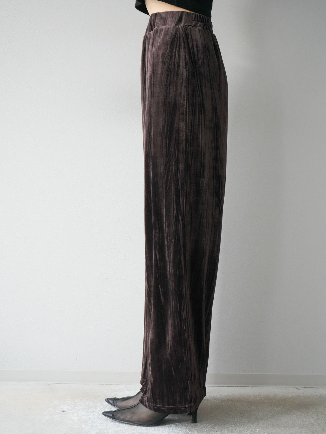 [予約]クラッシュベロアナロースカート/ブラウン