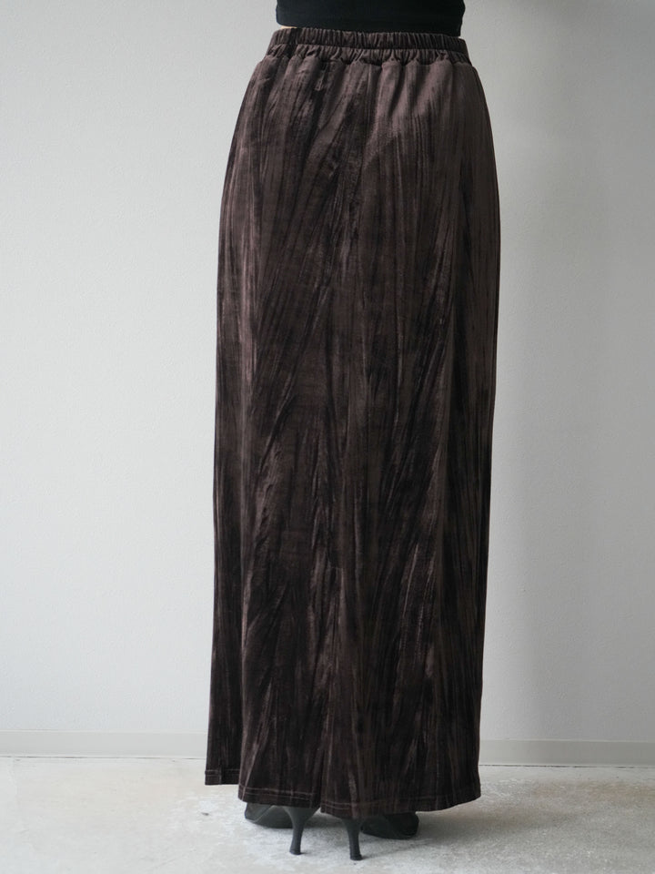 [予約]クラッシュベロアナロースカート/ブラウン