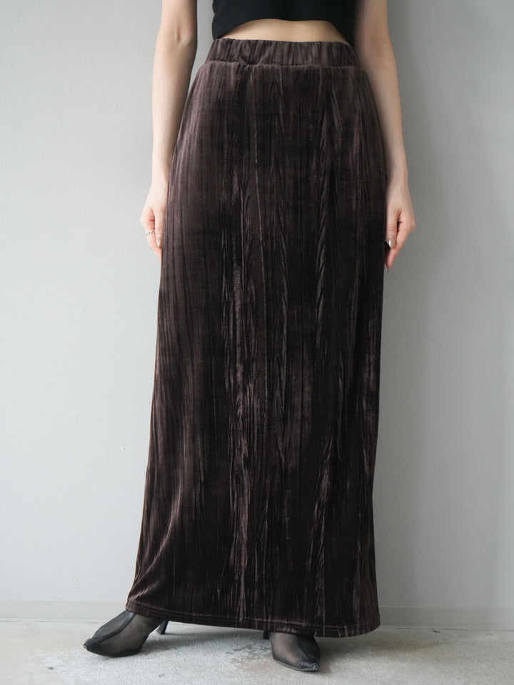 [予約]クラッシュベロアナロースカート/ブラウン