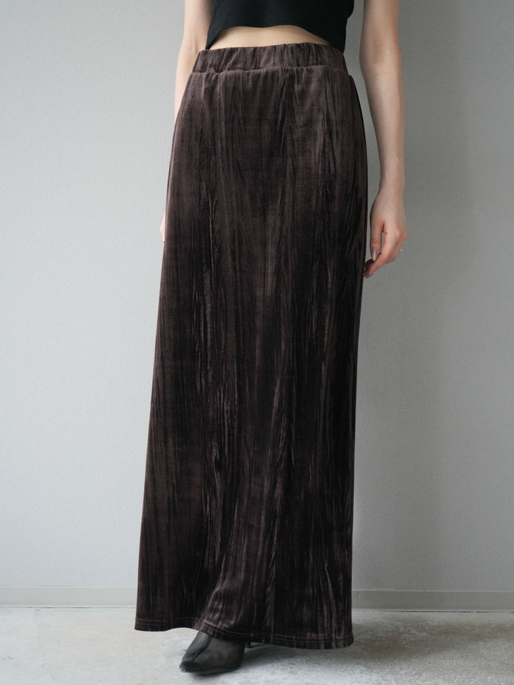 [予約]クラッシュベロアナロースカート/ブラウン