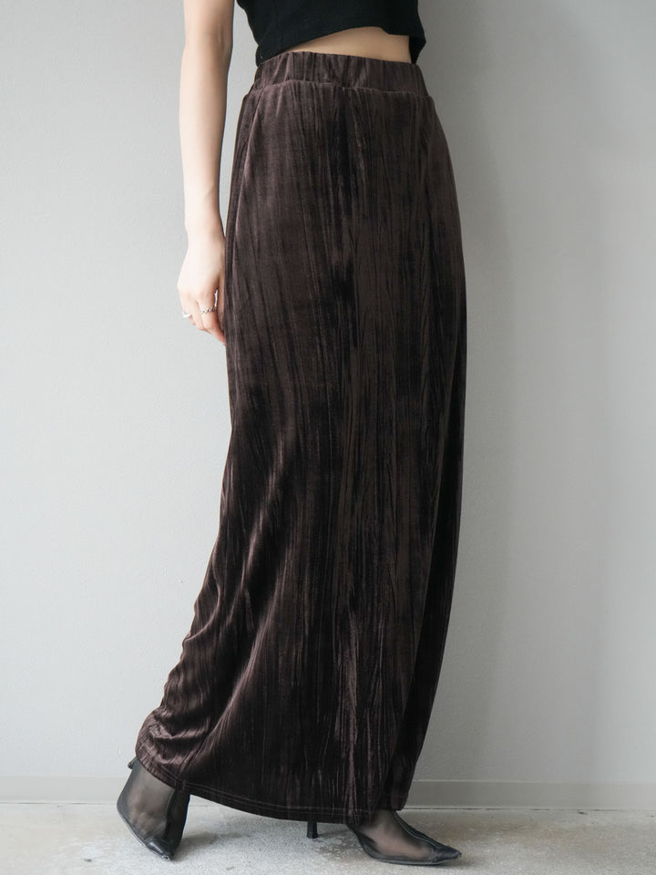 [予約]クラッシュベロアナロースカート/ブラウン