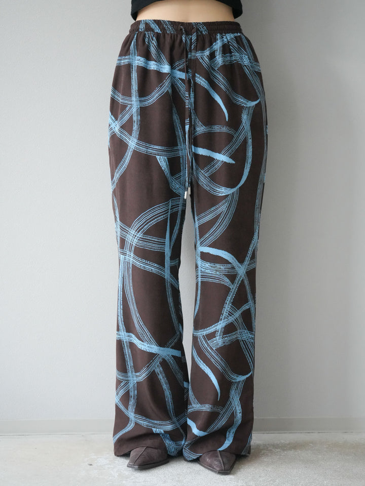 [予約]サークル柄イージーワイドパンツ/ブラウン