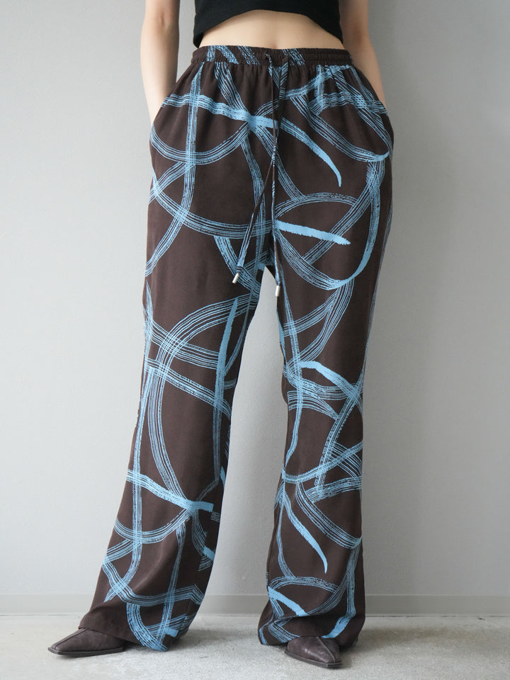 [予約]サークル柄イージーワイドパンツ/ブラウン