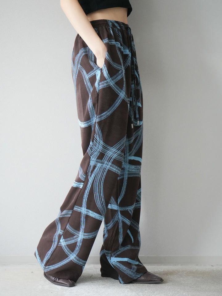[予約]サークル柄イージーワイドパンツ/ブラウン
