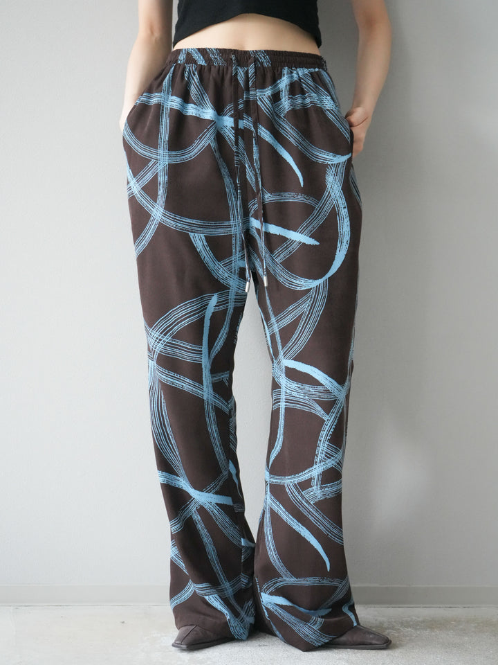 [予約]サークル柄イージーワイドパンツ/ブラウン