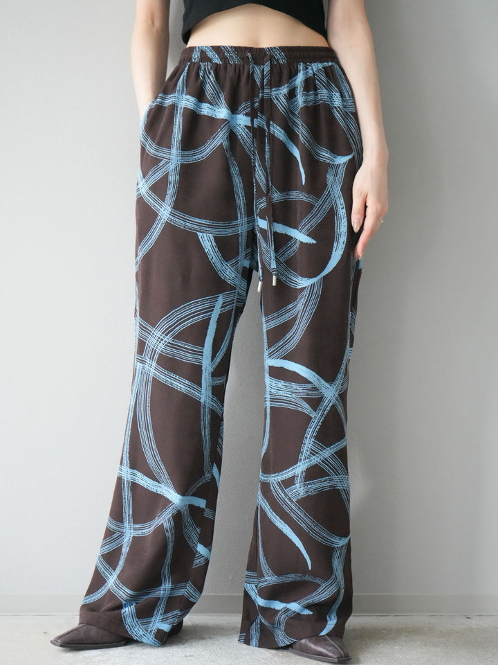 [予約]サークル柄イージーワイドパンツ/ブラウン