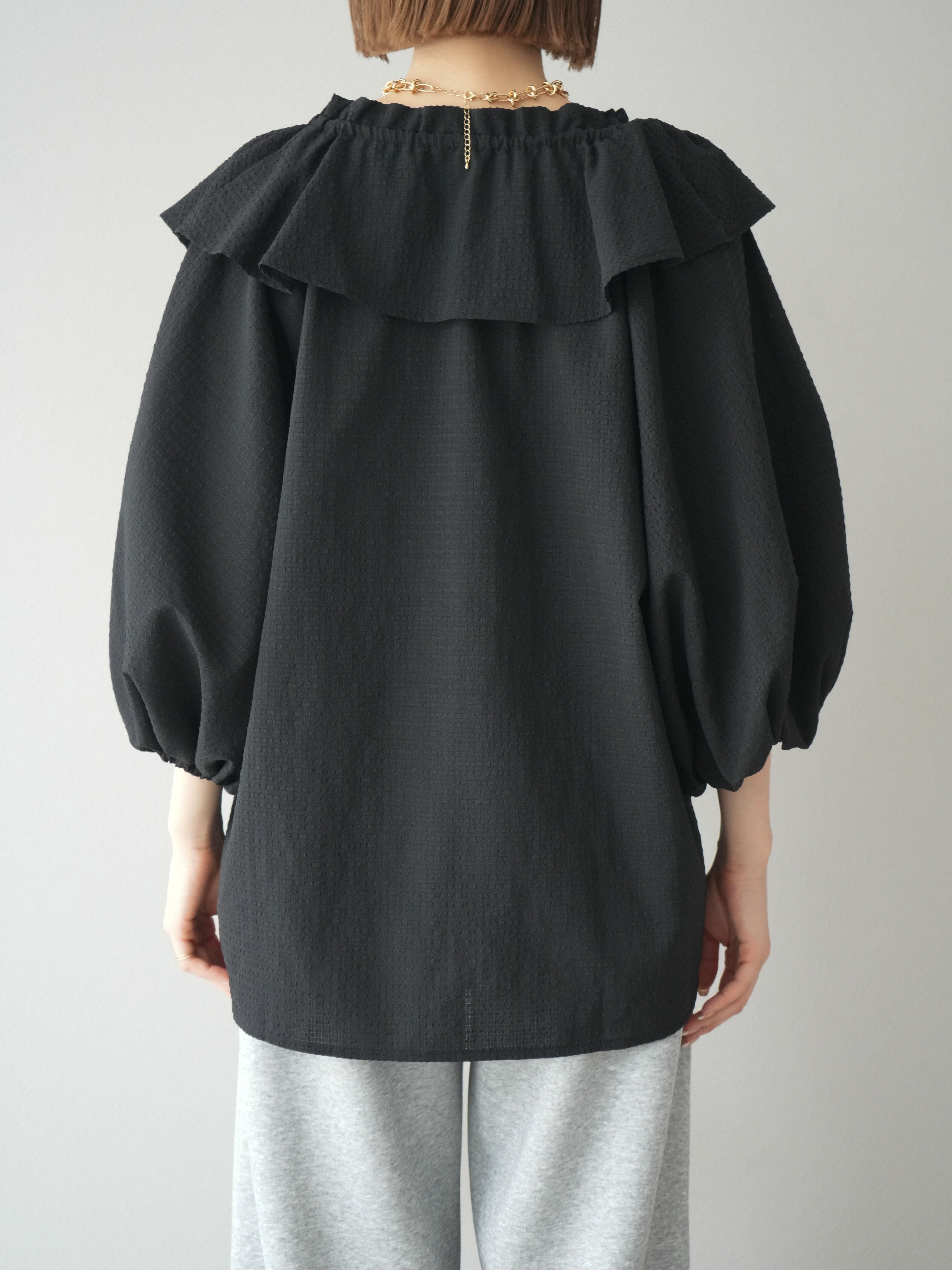 crewre ラッフルカラーコットンブラウス 3ブラック crewre online store / ラッフルカラーコットンブラウス