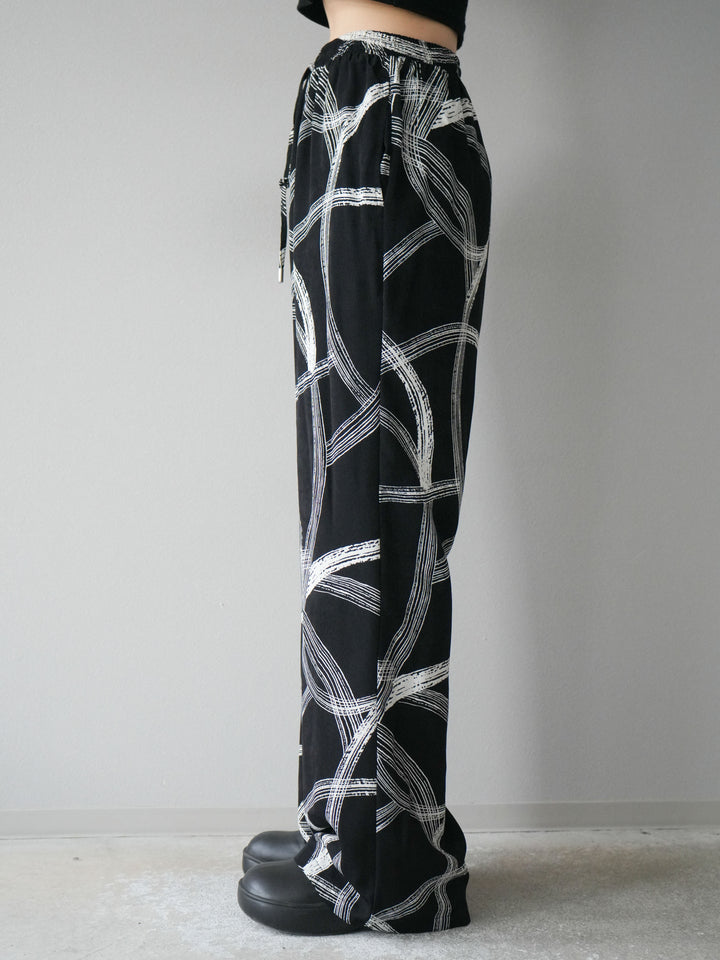 [予約]サークル柄イージーワイドパンツ/ブラック