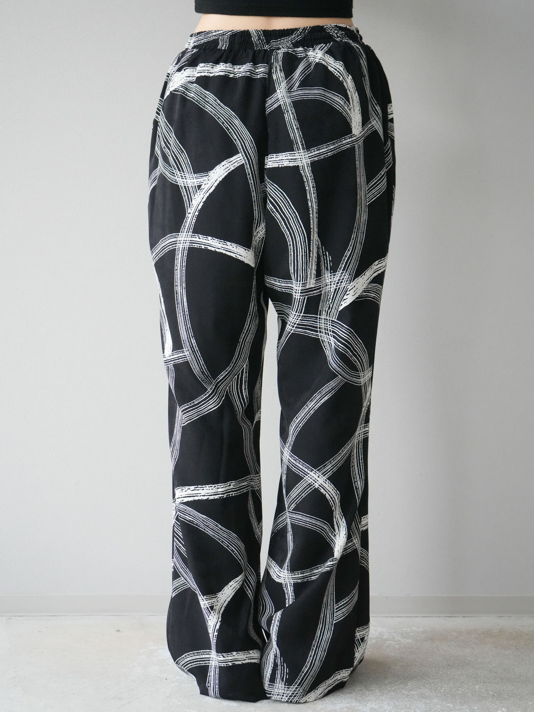 [予約]サークル柄イージーワイドパンツ/ブラック