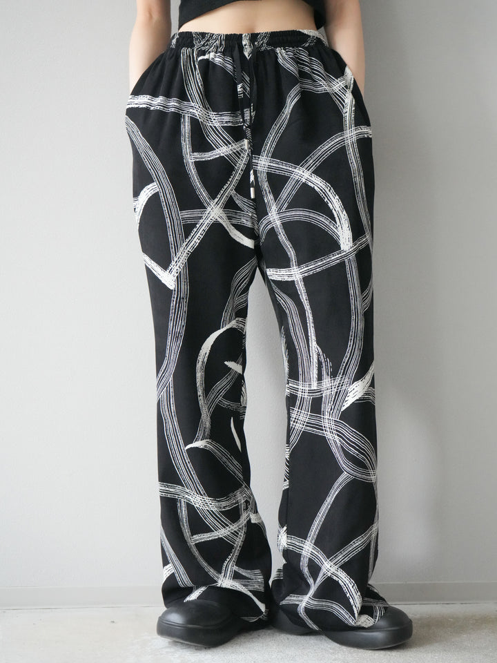 [予約]サークル柄イージーワイドパンツ/ブラック