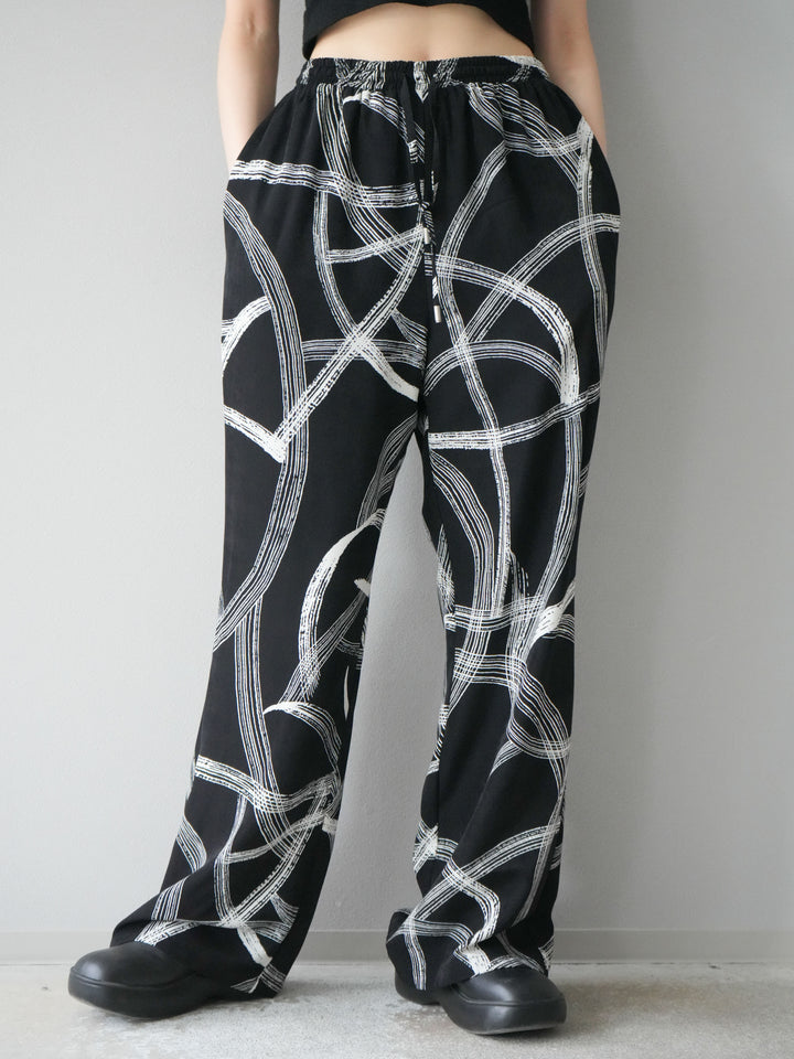 [予約]サークル柄イージーワイドパンツ/ブラック