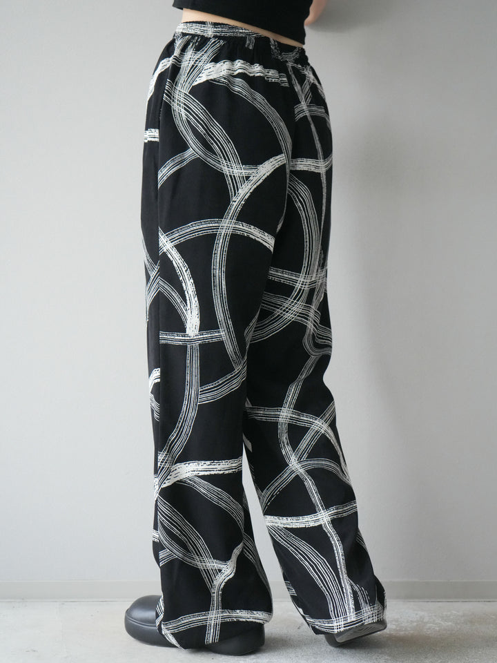 [予約]サークル柄イージーワイドパンツ/ブラック