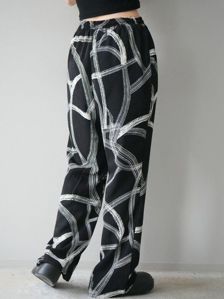 [予約]サークル柄イージーワイドパンツ/ブラック