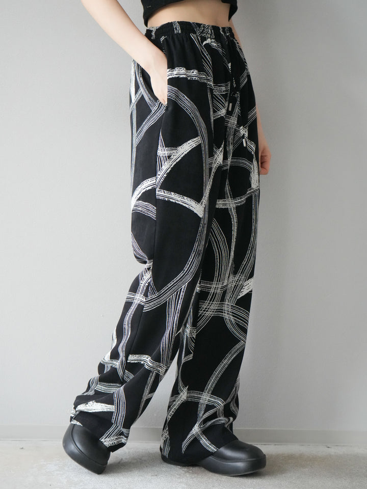 [予約]サークル柄イージーワイドパンツ/ブラック