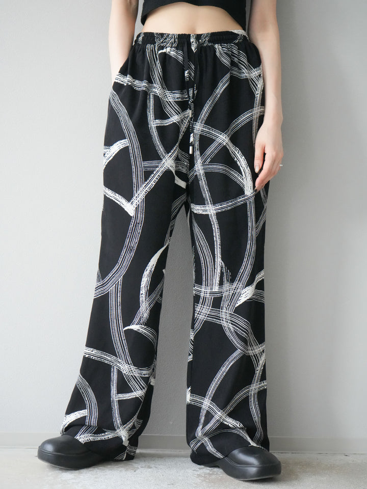 [予約]サークル柄イージーワイドパンツ/ブラック