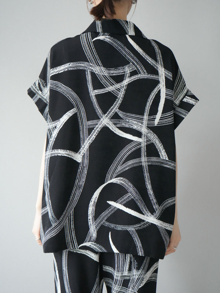 [予約]サークル柄ハーフジャケット/ブラック