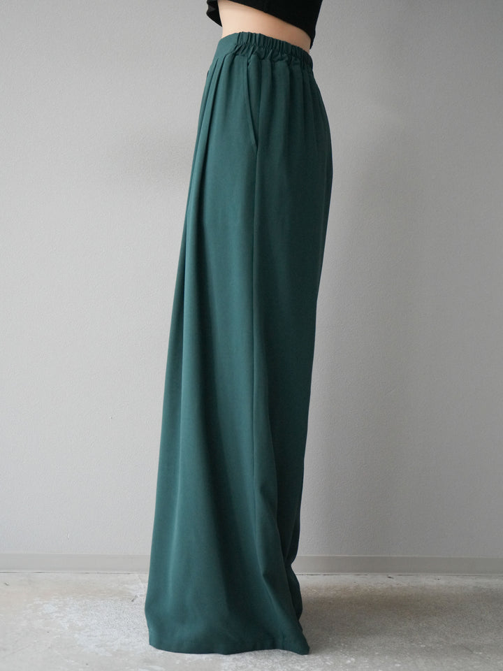 [予約]レーヨンライクタックワイドパンツ/グリーン