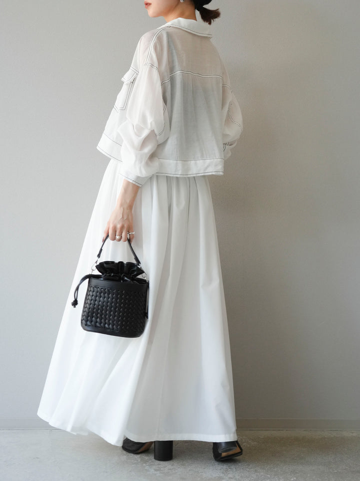[SET] 縫合透視短外套 + 寬大蓬蓬裙 (2 套)