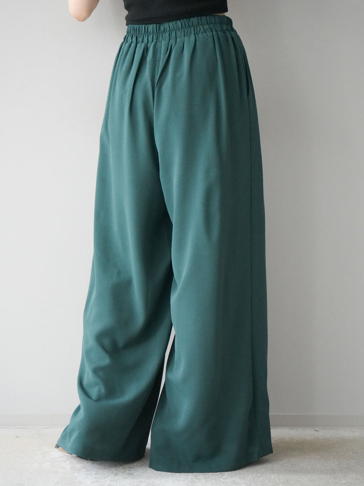 [予約]レーヨンライクタックワイドパンツ/グリーン