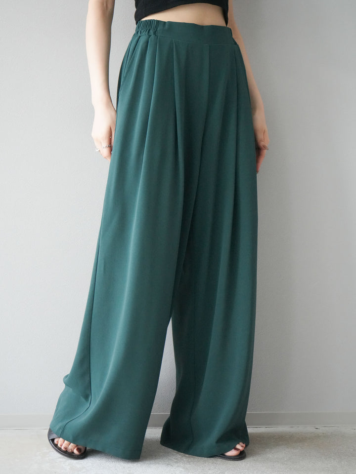 [予約]レーヨンライクタックワイドパンツ/グリーン
