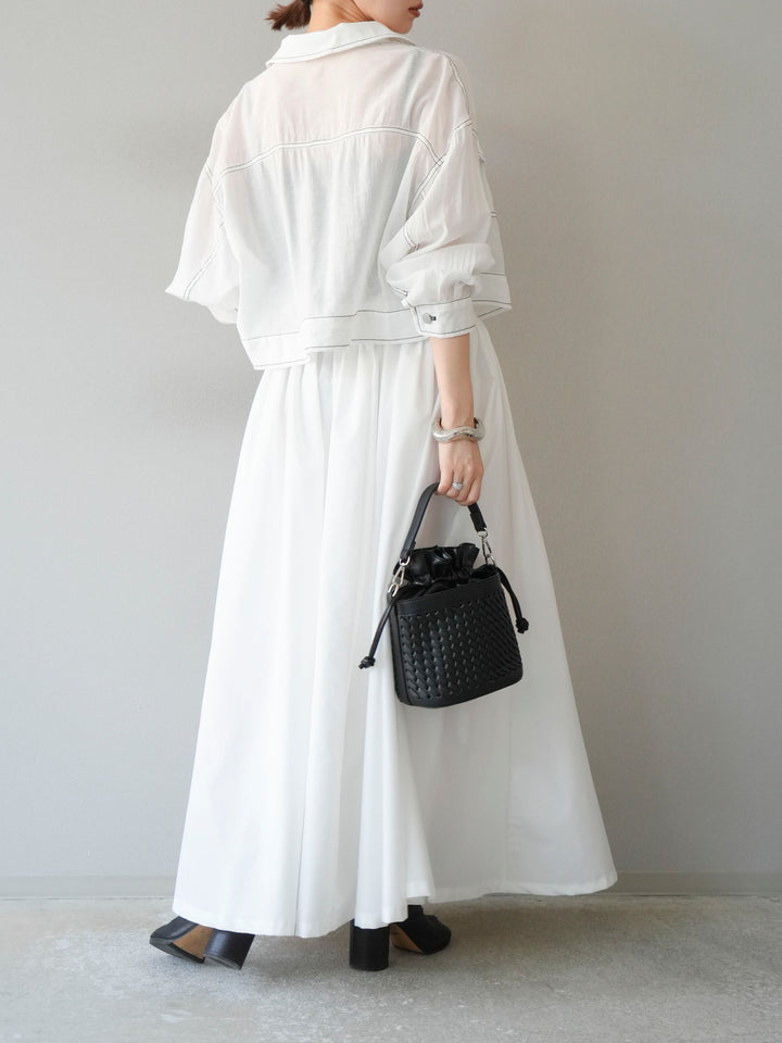 [SET] 縫合透視短外套 + 寬大蓬蓬裙 (2 套)